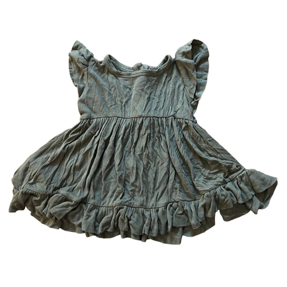 ❤️ 3/$25 Kate Quinn The Woods Green Bamboo Button Back Dress 3-6m